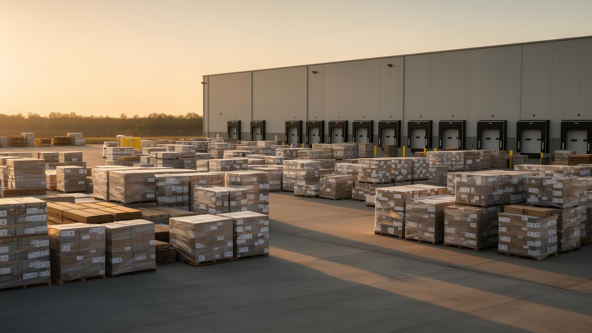 Industrial outdoor storage facility with yard space and warehouse access